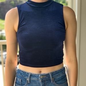 Mock Neck Velvet Croptop